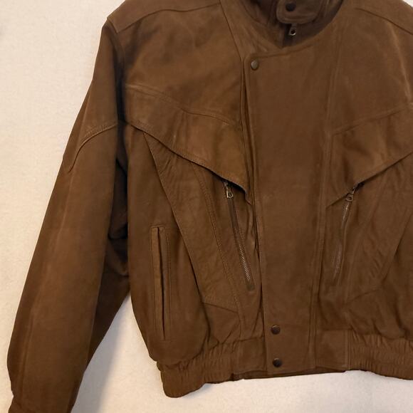 Midway Genuine Leather Zip Bomber Jacket Sz M Rugged Aviator Pilot Retro Coat - Picture 7 of 11